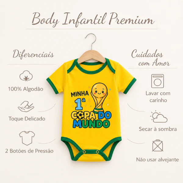 Body Bebê Copa do Mundo Minha Primeira Copa
